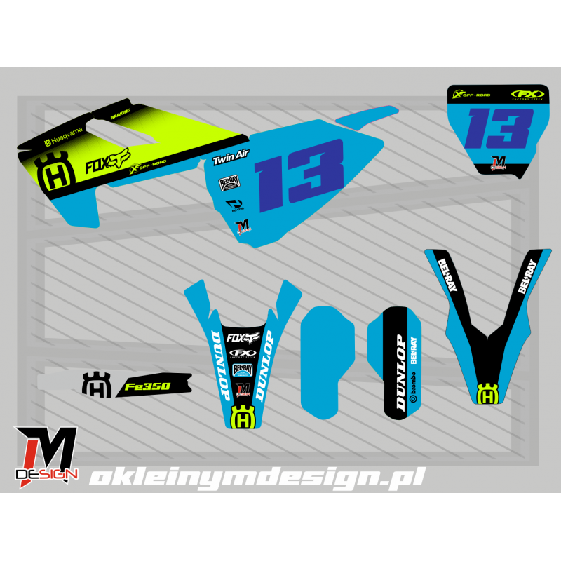 Husqvarna blue, green and black