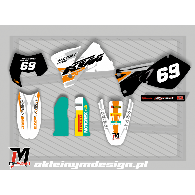 KTM EXC / SX  Black, White, Orange, Green, 69