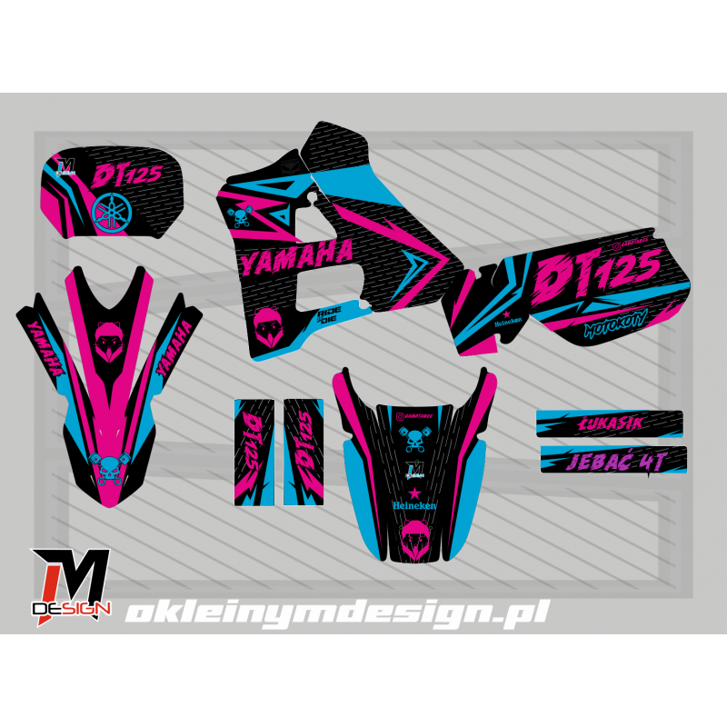 YAMAHA DT 125 Pink, Black and Blue