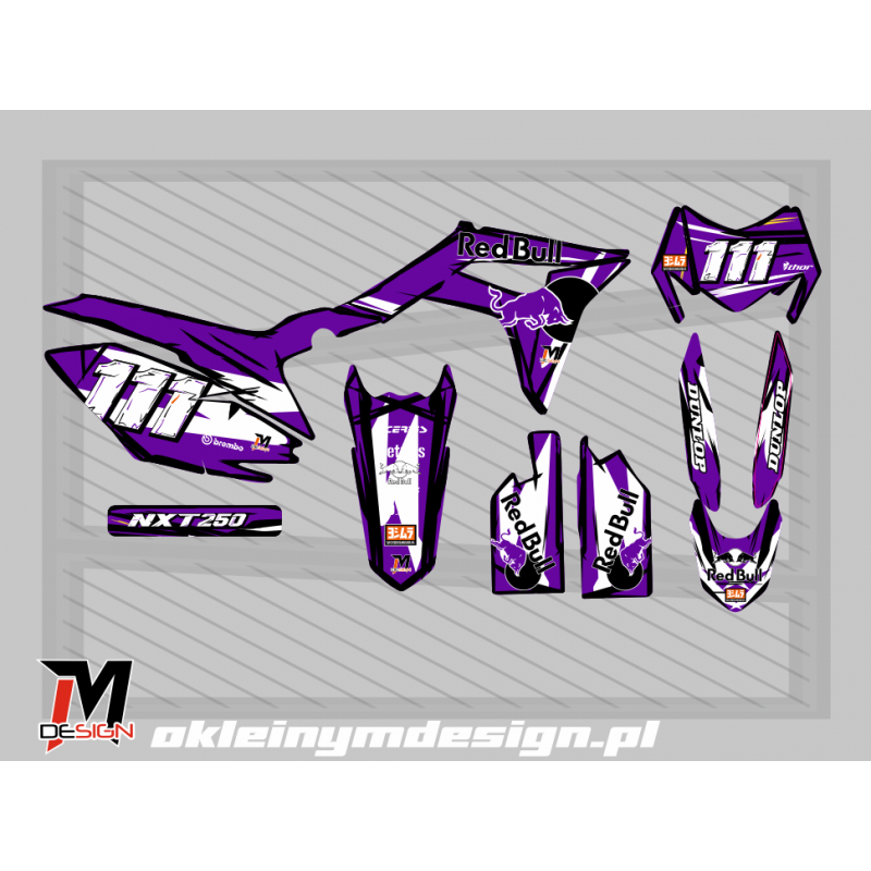 BARTON NXT 250/300 PURPLE, WHITE AND BLACK, RED BULL 111
